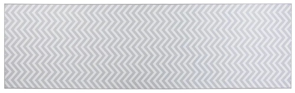 Tapete de poliéster branco e cinzento 60 x 200 cm SAIKHEDA Beliani