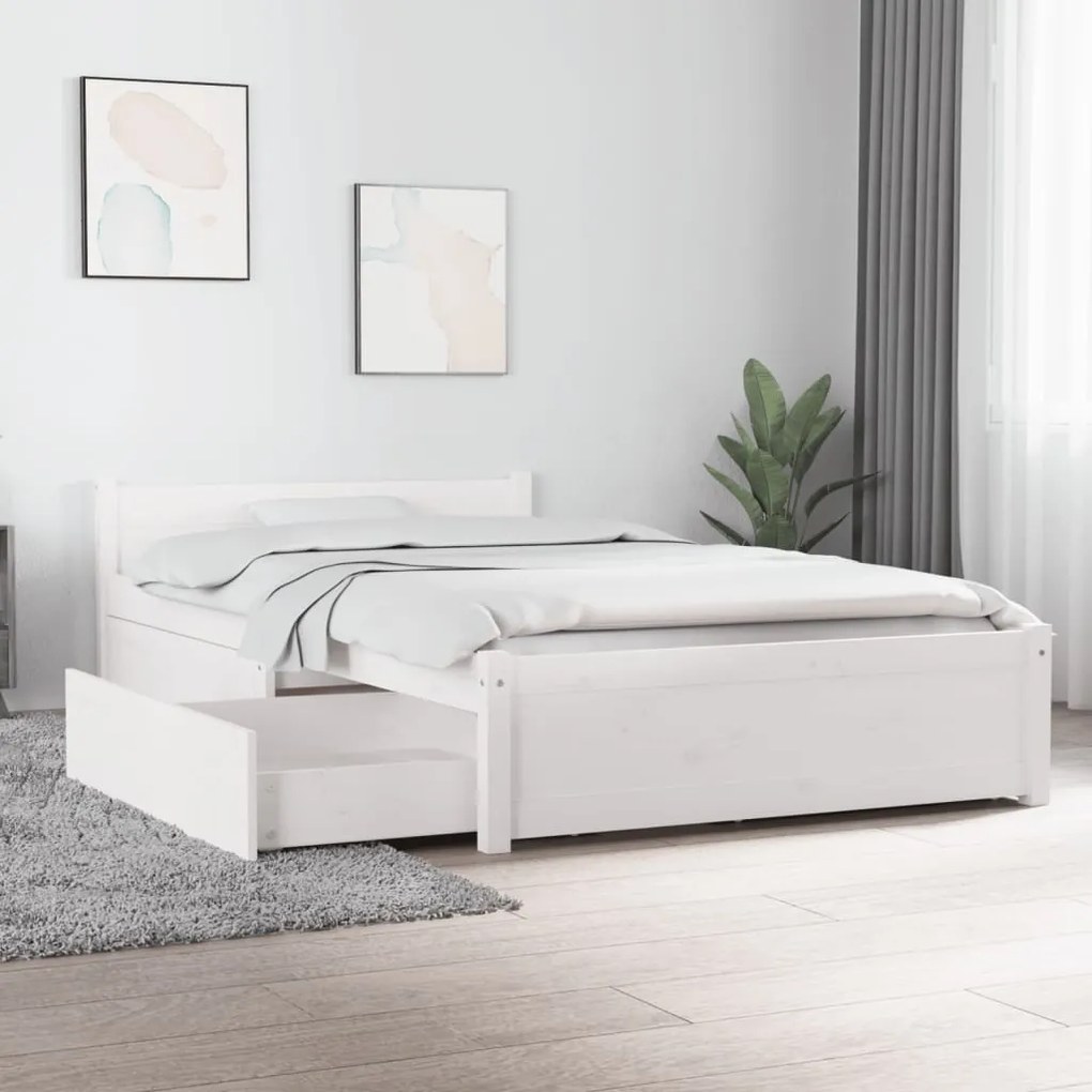 3103484 vidaXL Estrutura de cama c/ gavetas 90x200 cm branco