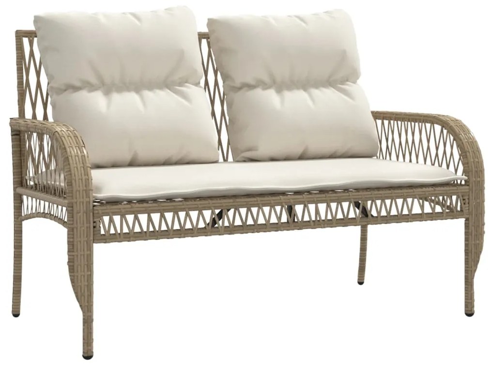 4 pcs conjunto de sofás para jardim c/ almofadões vime PE bege