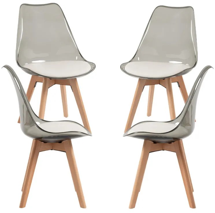 Pack 4 Cadeiras Synk Defumado - Branco