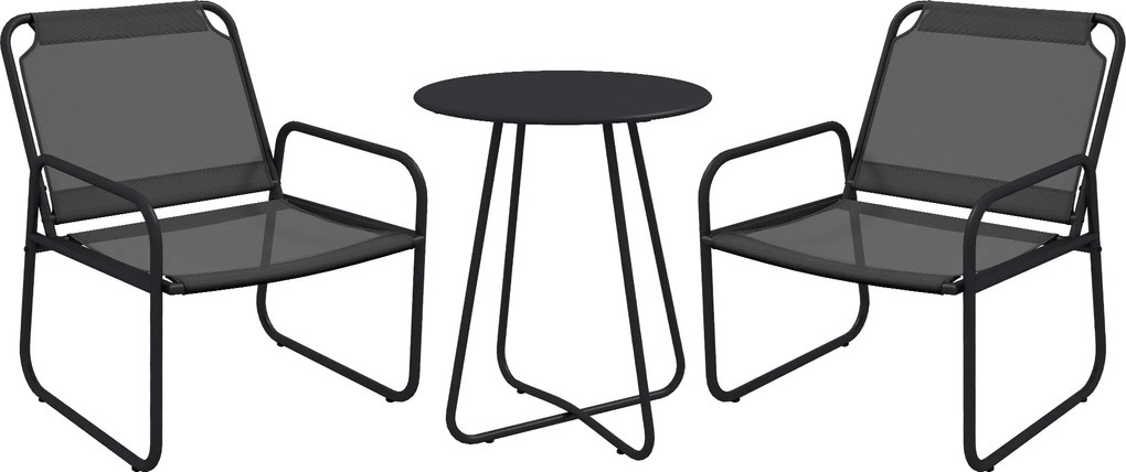 Outsunny Conjunto de Jardim 3 Peças 2 Poltronas e Mesa Redonda Aço e Textileno Cinza | Aosom Portugal