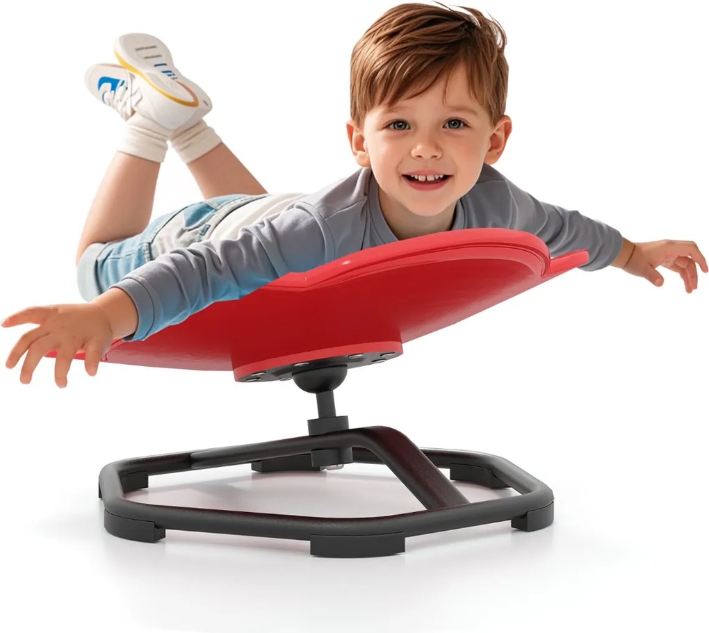 Cadeira giratória sensorial para crianças para autismo com base metálica antiderrapante Rotação 360° 54 x 50 x 25 cm Vermelho