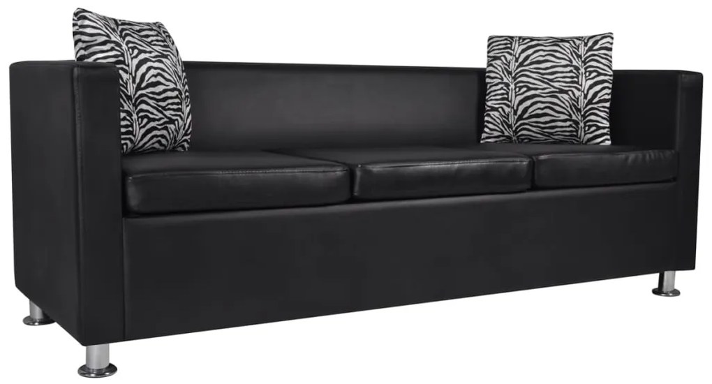 Conjunto de sofás de 2 e 3 lugares couro artificial preto