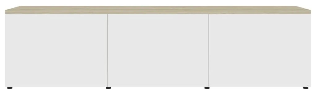 Móvel de TV 120x34x30 cm contraplacado branco e carvalho sonoma