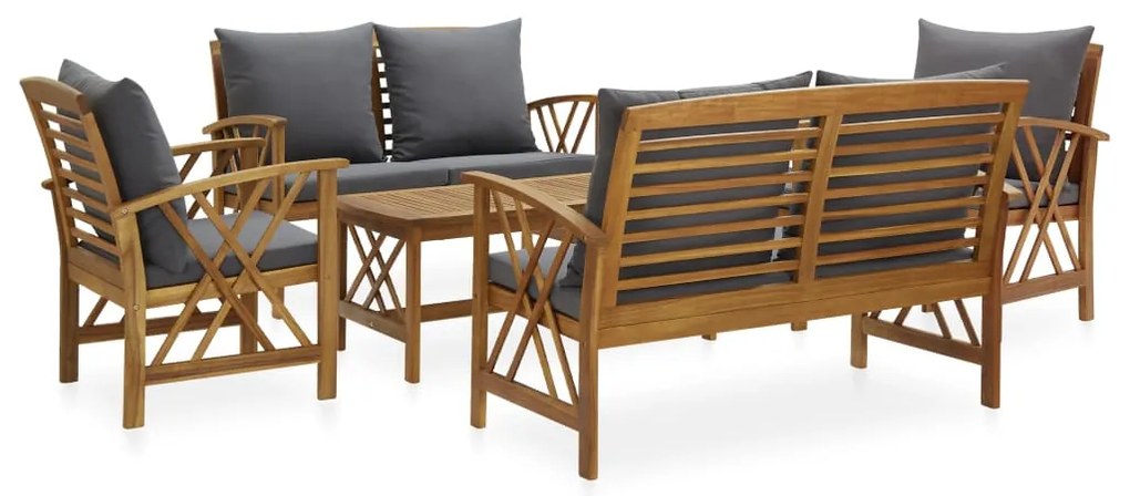 vidaXL 5 pcs conjunto lounge de jardim c/ almofadões acácia maciça