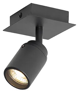 Foco de casa de banho moderno preto quadrado IP44 - Ducha
