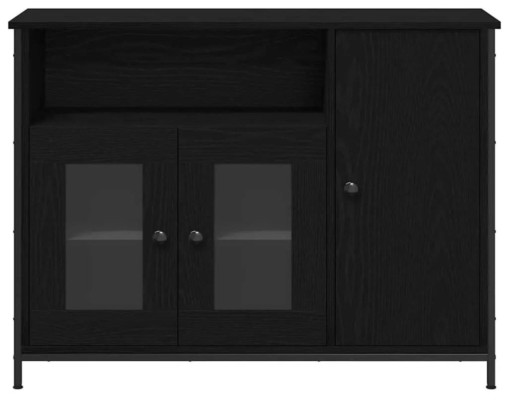 Estante Preto Carvalho 100x35x75 cm Madeira de Engenharia