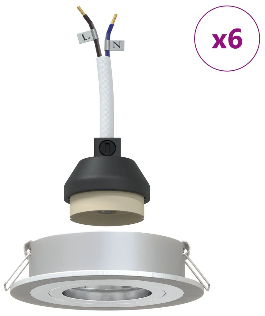 Spotlights Embutidos 6 pcs Redondas GU10 Prata Ø91 mm