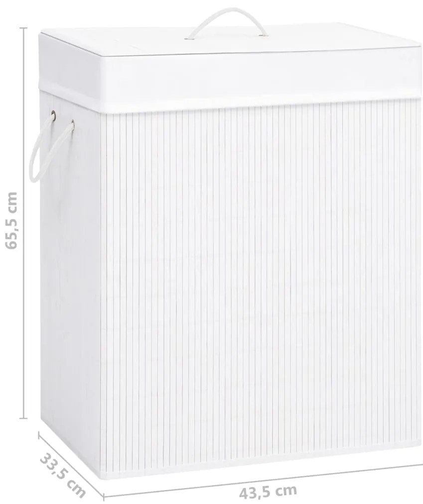 Cesto para roupa suja c/ secção única 83 L bambu branco