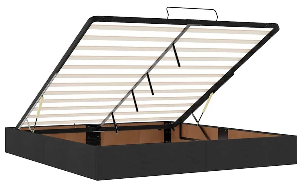 Estrutura de cama otomana com colchão 200x200 cm tecido preto