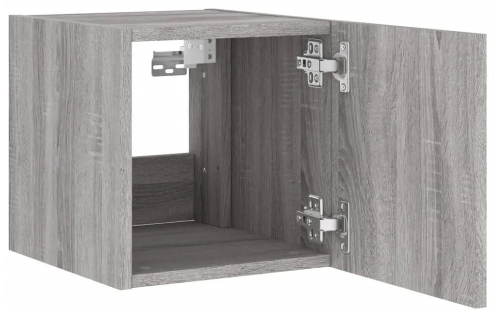 Móveis de parede para TV com luzes LED 2 pcs cinzento sonoma