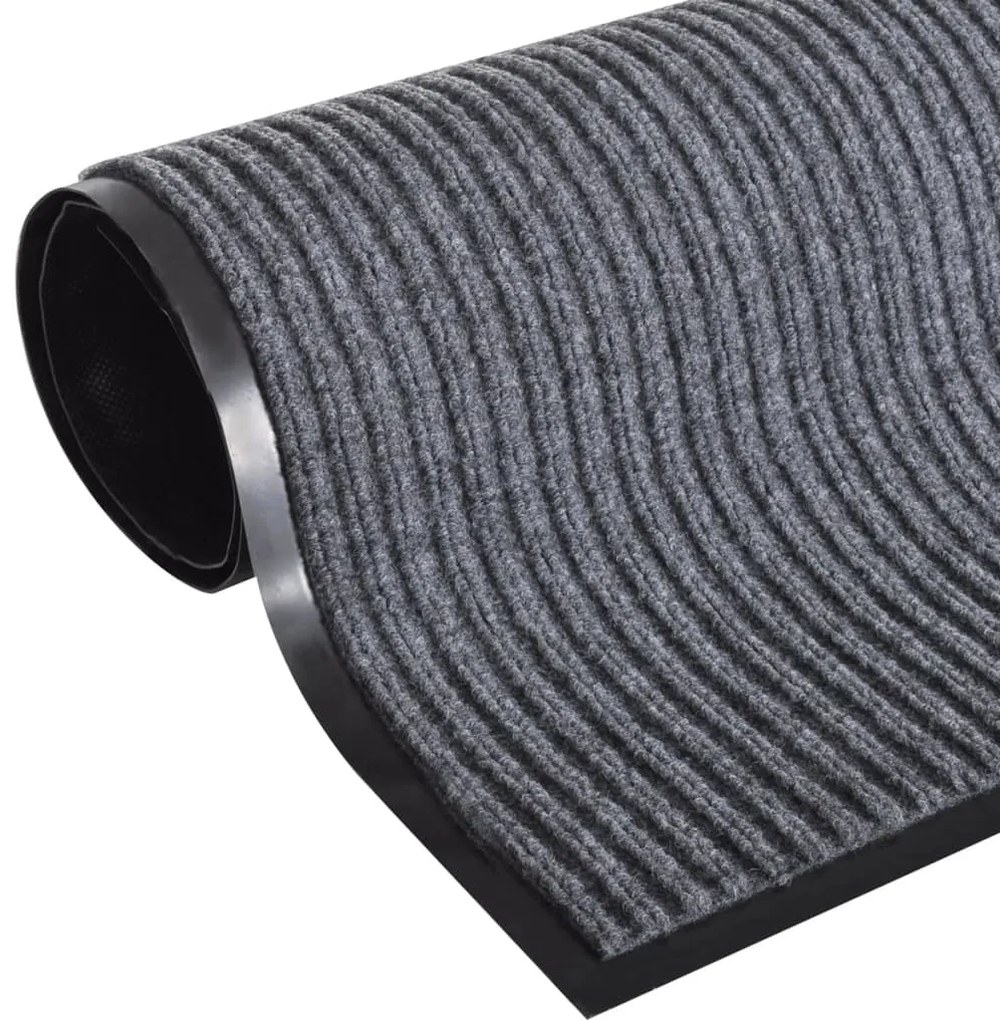 Tapetes de porta PVC 4 pcs 90x60 cm cinzento