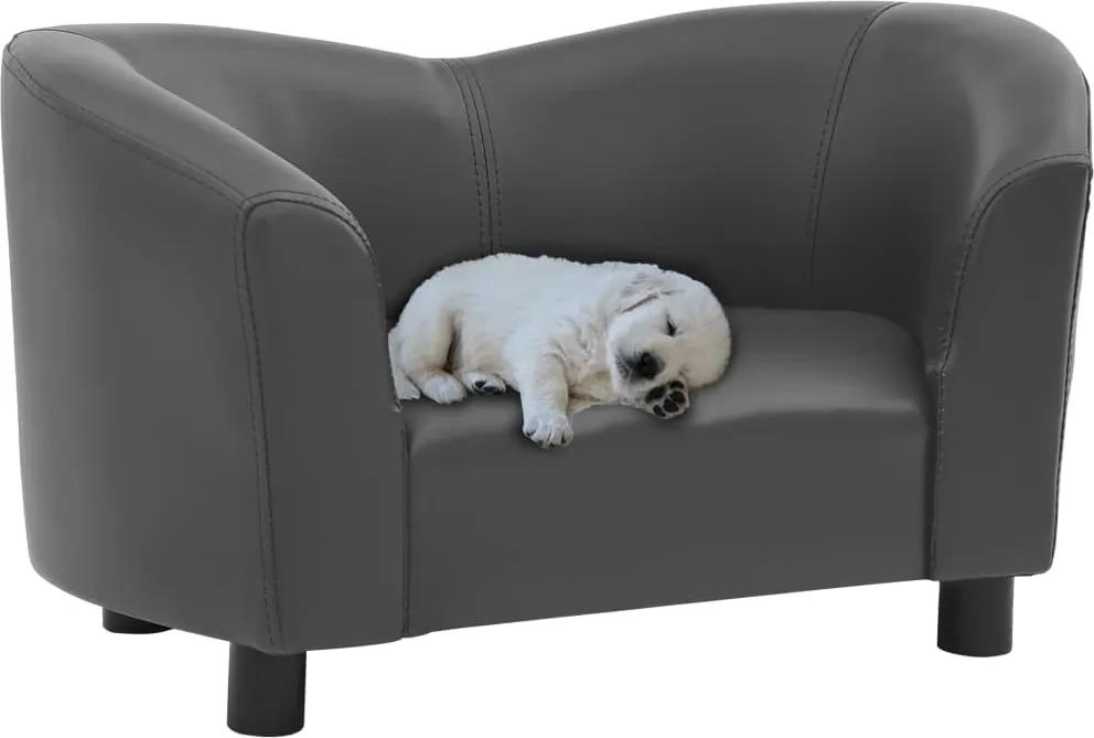 Sofá para cães 67x41x39 cm couro artificial cinzento