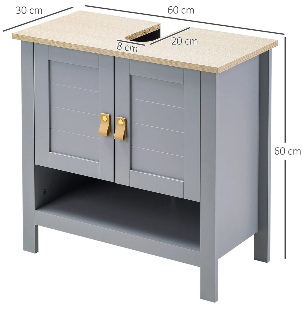 Armário de Lavatório com 2 Portas e Prateleira Ajustável - Design Cont