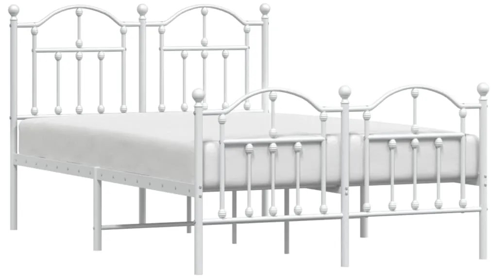 Estrutura de cama com cabeceira e pés 120x200 cm metal branco