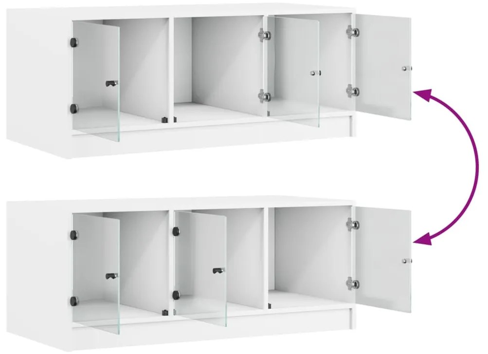 Mesa de centro c/ portas de vidro 102x50x42 cm branco