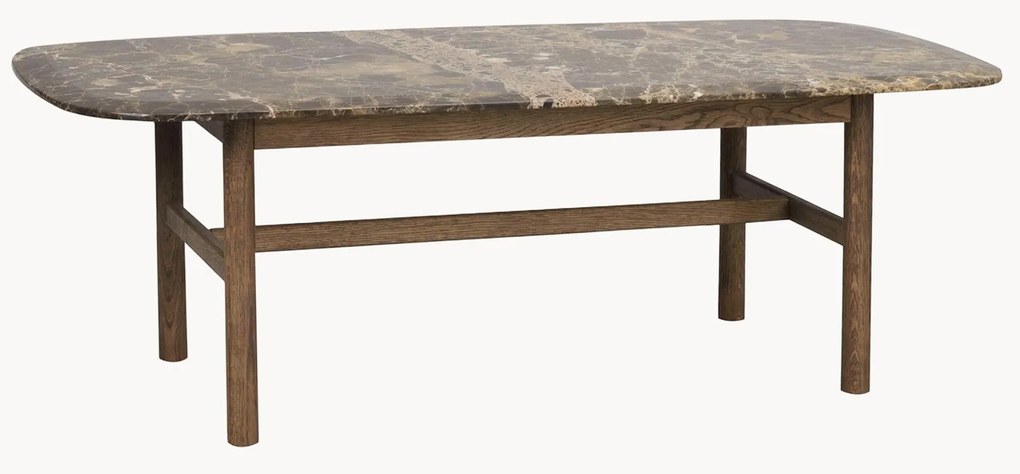 Mesa de centro oval em mármore e madeira de carvalho Hammond