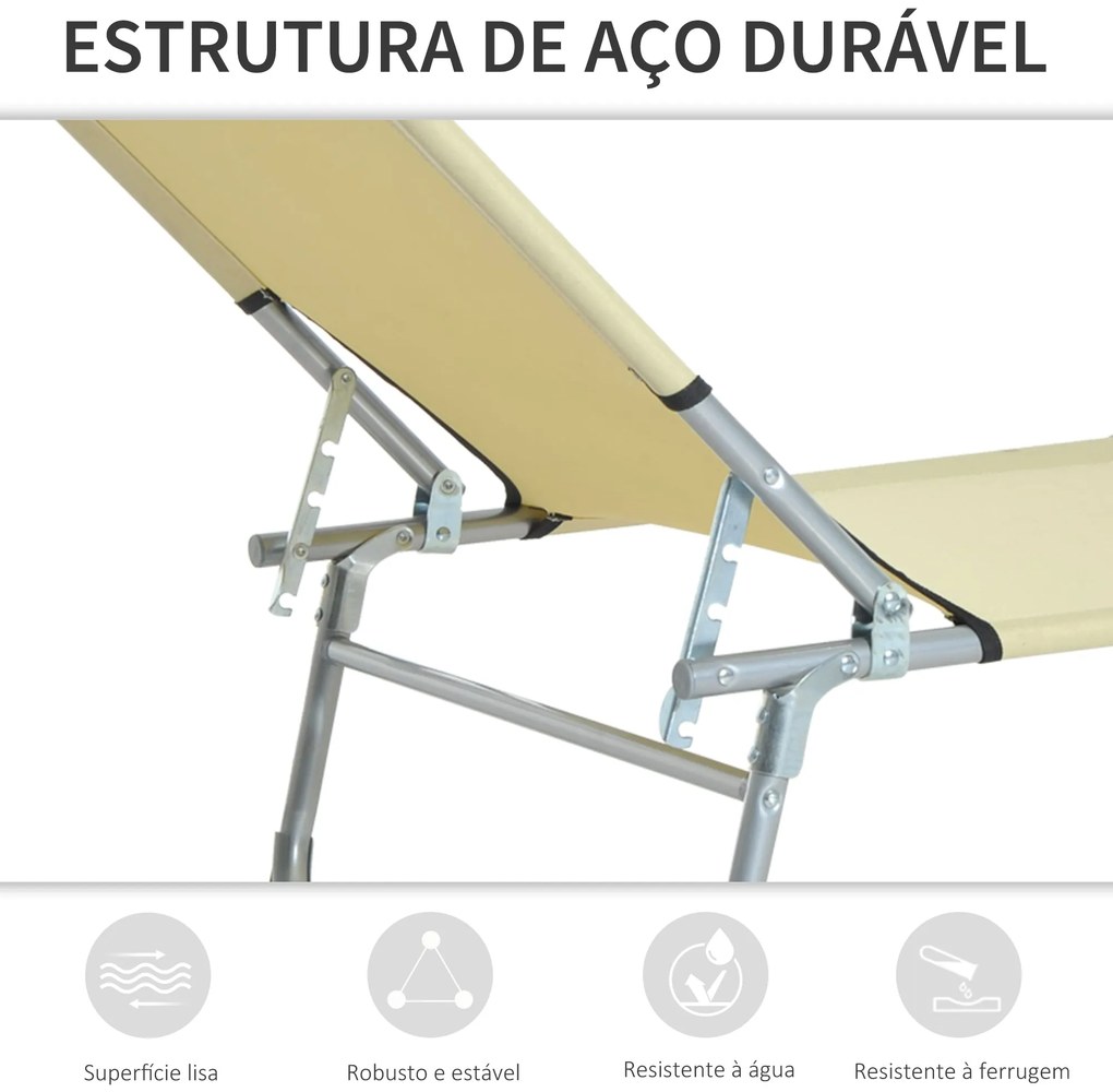 Espreguiçadeira Dobrável e Reclinável em 4 Posições Espreguiçadeira de