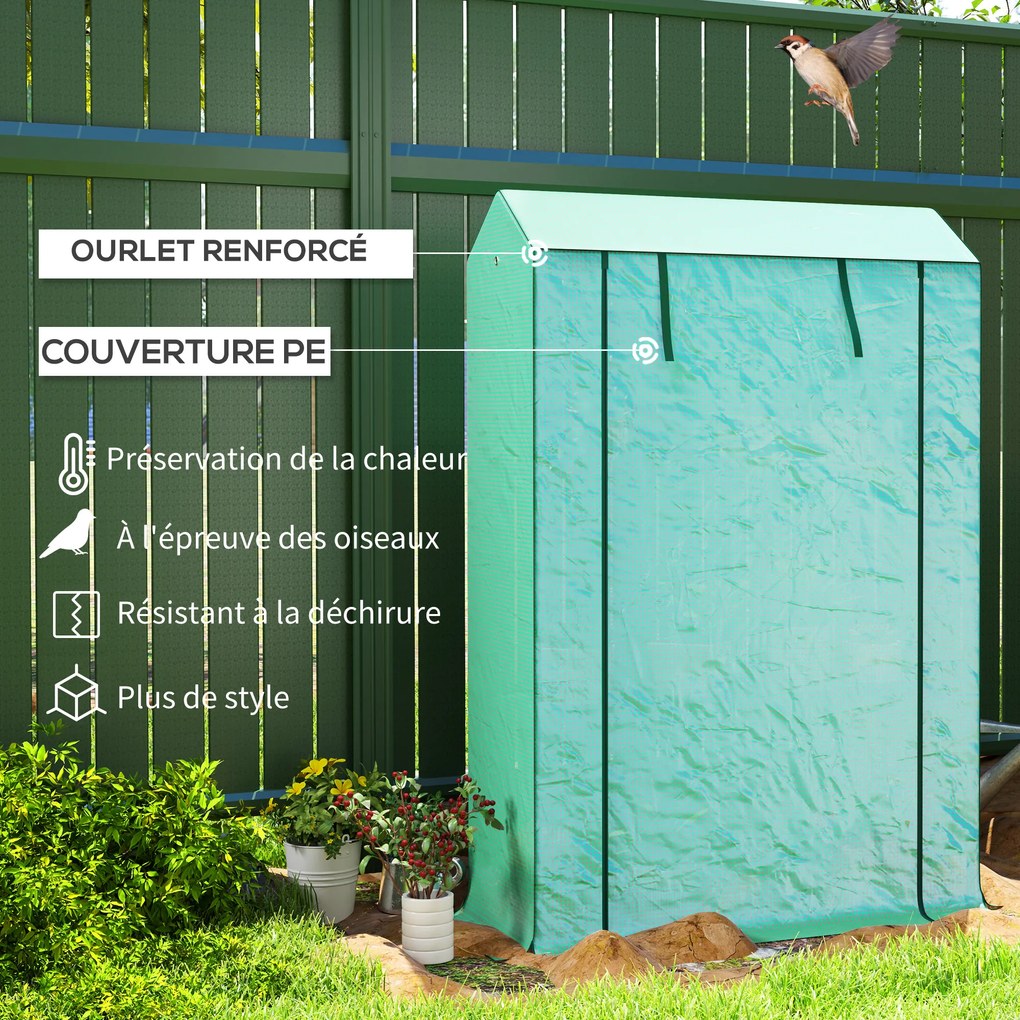 Estufa de jardim 100 x 40 x 150 cm com prateleiras de 3 níveis, estufa de inverno, lona reforçada em PE, porta enrolável, verde