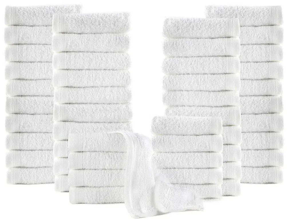 vidaXL Toalhas de hóspedes 50 pcs algodão 350 g 30x30 cm branco