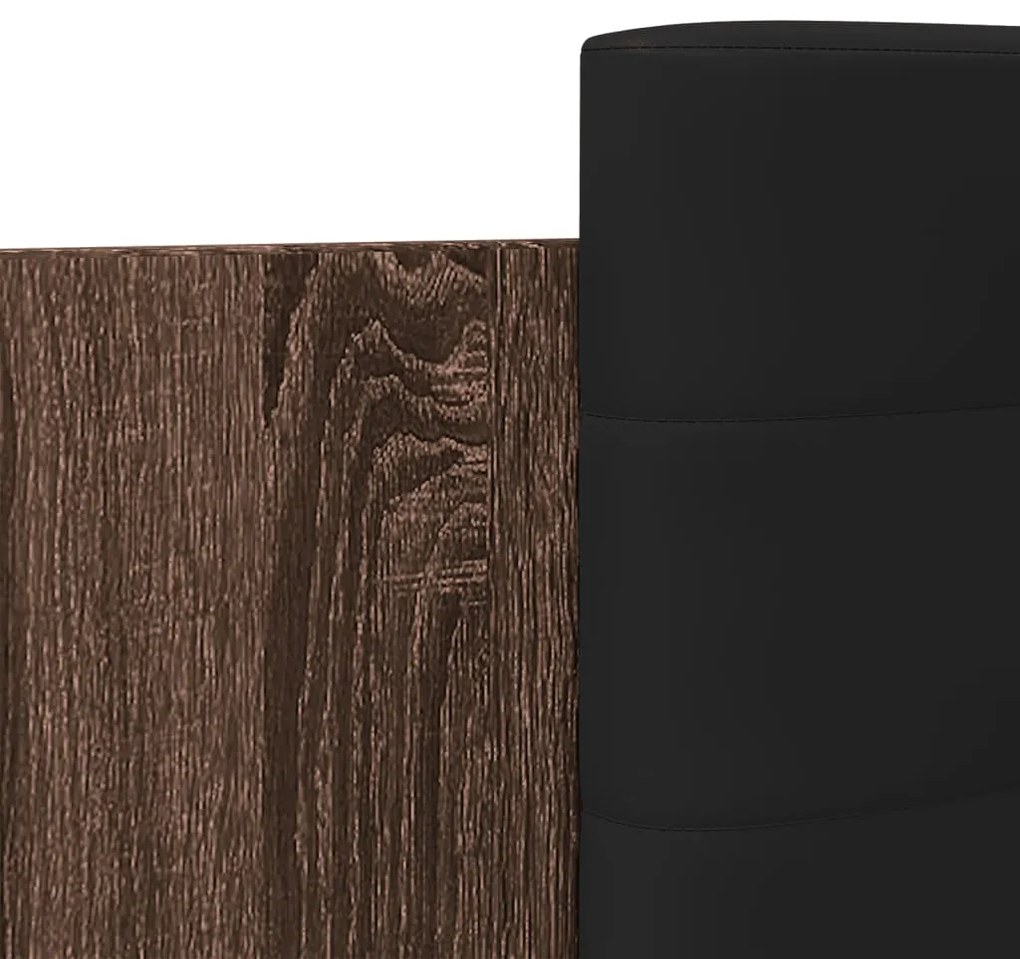 Estrutura cama cabeceira/luzes LED 75x190 cm carvalho castanho