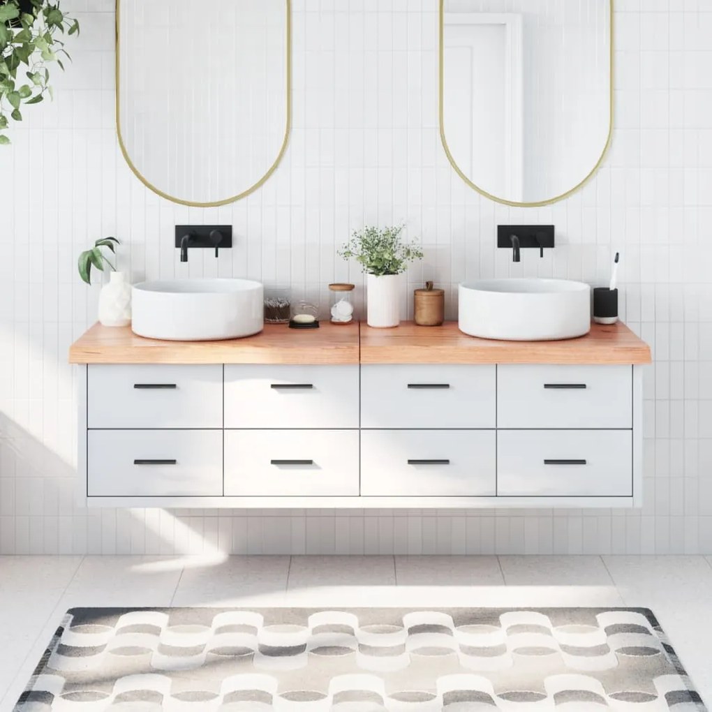 Bancada p/ WC 180x40x(2-6) cm madeira maciça tratada castanho