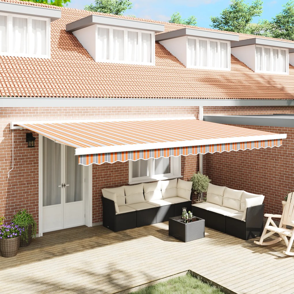 vidaXL Toldo Retrátil Manual Listrado Multicolorido 500x300 cm