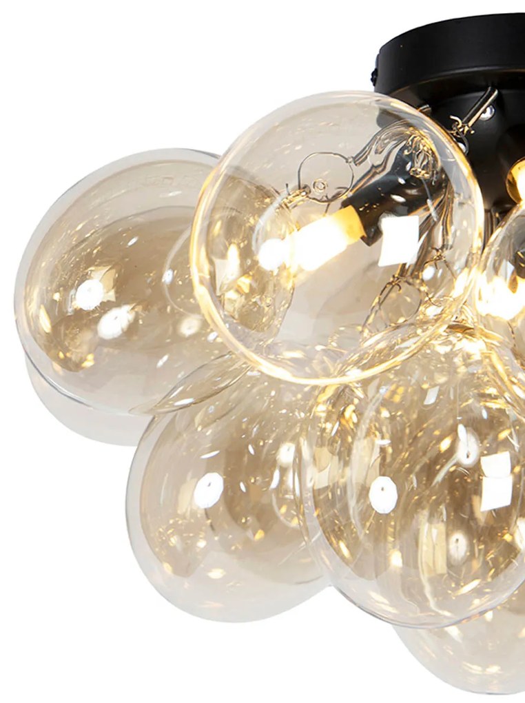 Candeeiro de teto inteligente preto com vidro âmbar incluindo 4 Wifi G9 - Uvas