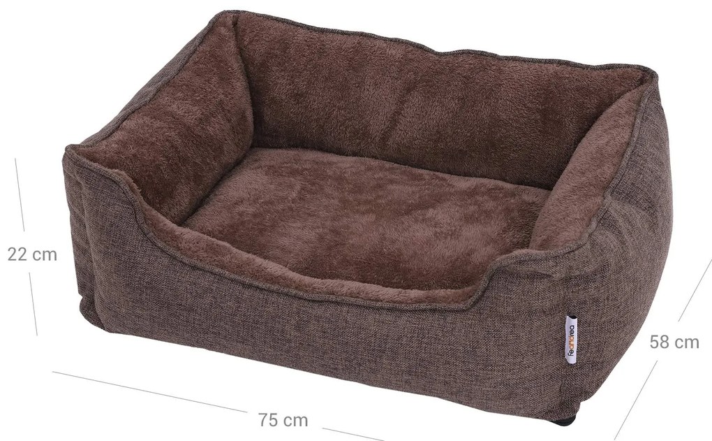 Cama lavável para cães 70 x 55 x 21 cm castanha