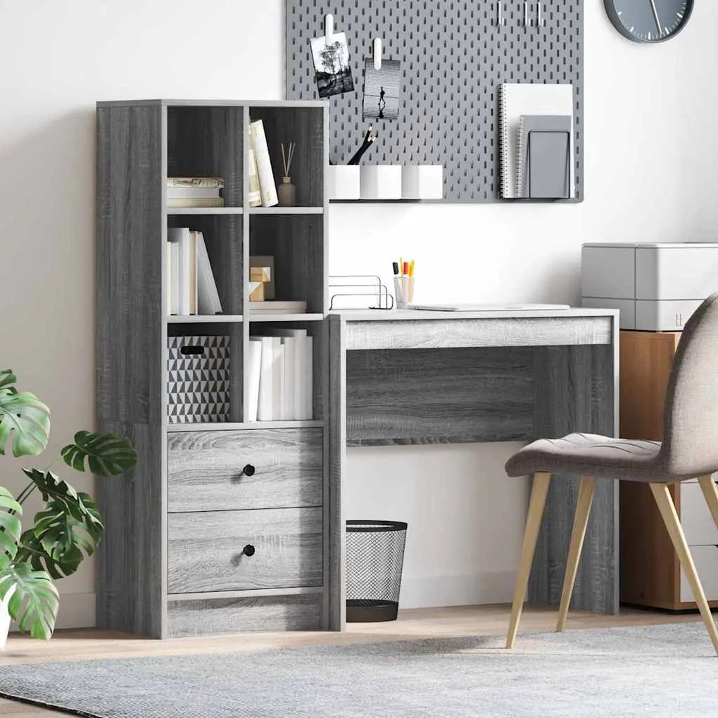 vidaXL Mesa com Armazenamento 2 pcs Sonoma cinzento 80 x 40 x 76 cm