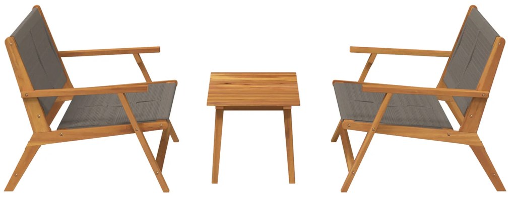 Cadeiras de Jardim com Mesa Conjunto 3 peças Cinza Madeira Sólida de A