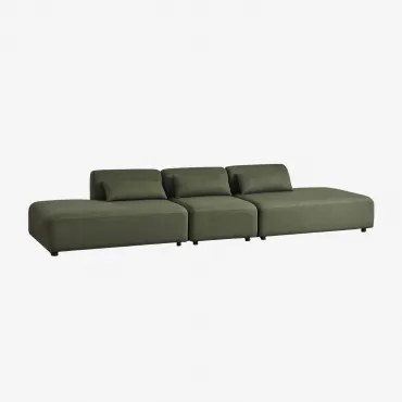 Sofá Modular De 3 Peças Com Duplo Divã Fogler Tecido Pele De Borrego Verde Sálvia - Sklum