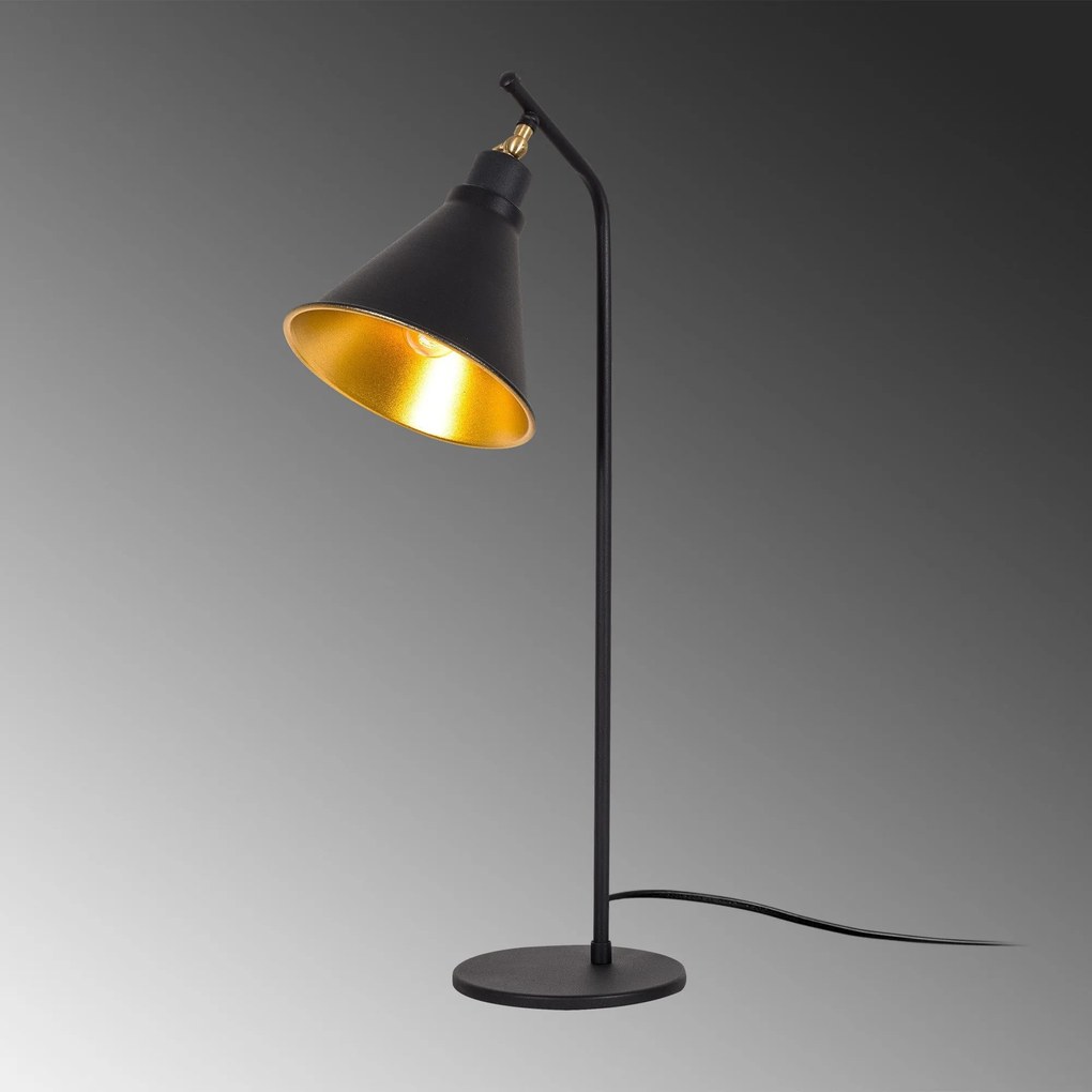 Candeeiro de Mesa Sivani – Preto e Dourado – 28 cm x 50 cm