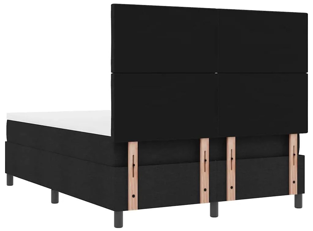 Cama Box com Colchão e Banco Preto 140x200 cm Tecido