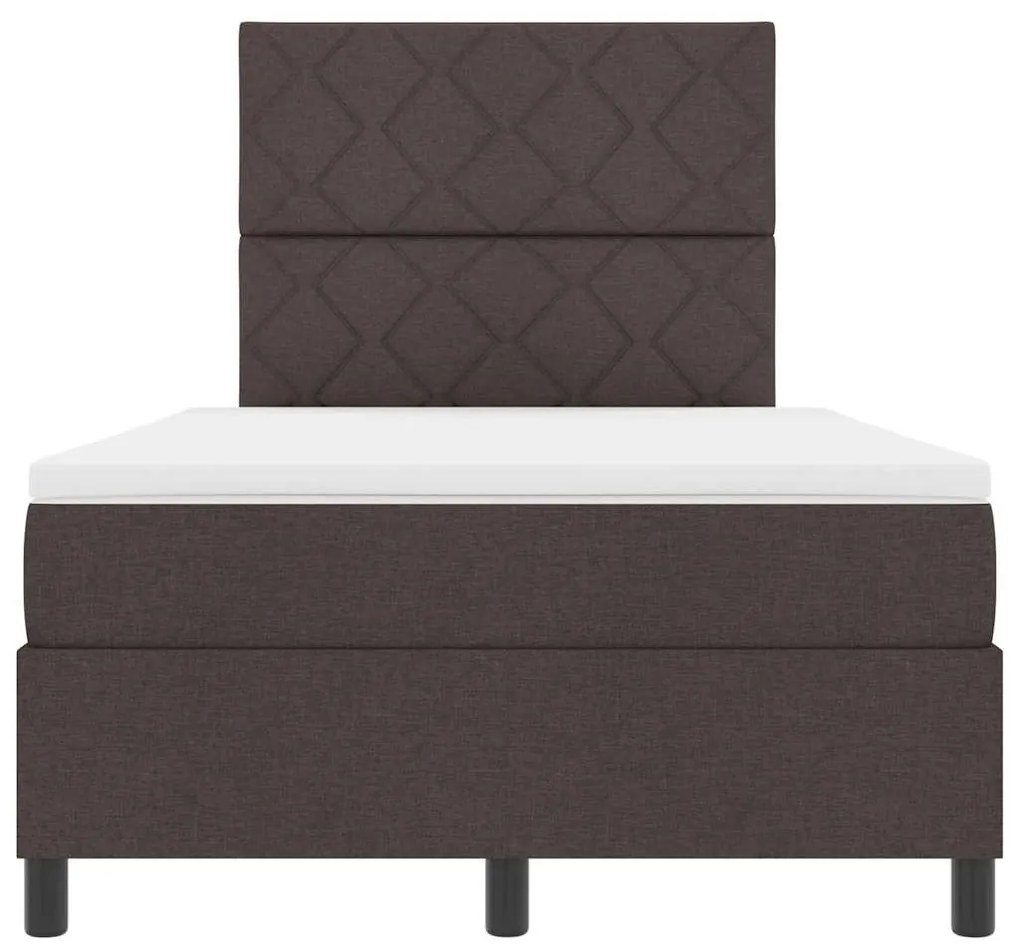 Cama Box com Colchão e LED Castanho Escuro, 120 x 200 cm Tecido