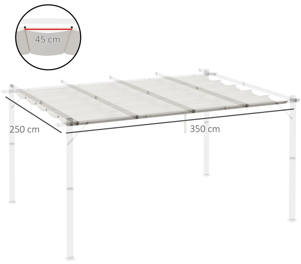 Outsunny Cobertura para Pérgola 3,5x2,5 m Teto de Substituição Retráti