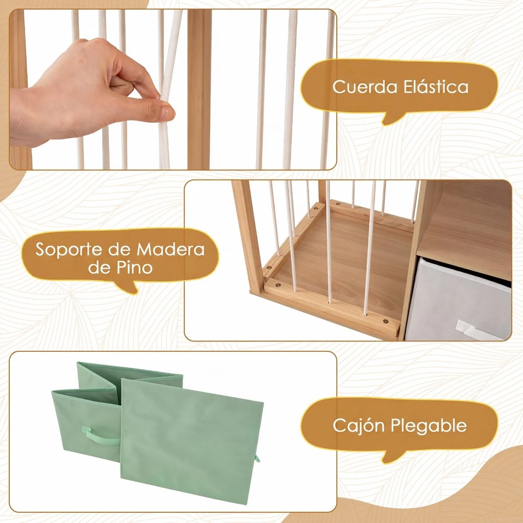 Estante Infantil em Forma de Castelo, 111 x 40 x 92 cm, Arrumação para Livros e Brinquedos, Natural
