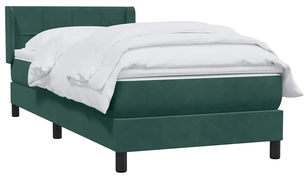 Cama com molas/colchão verde-escuro 80x210 cm veludo
