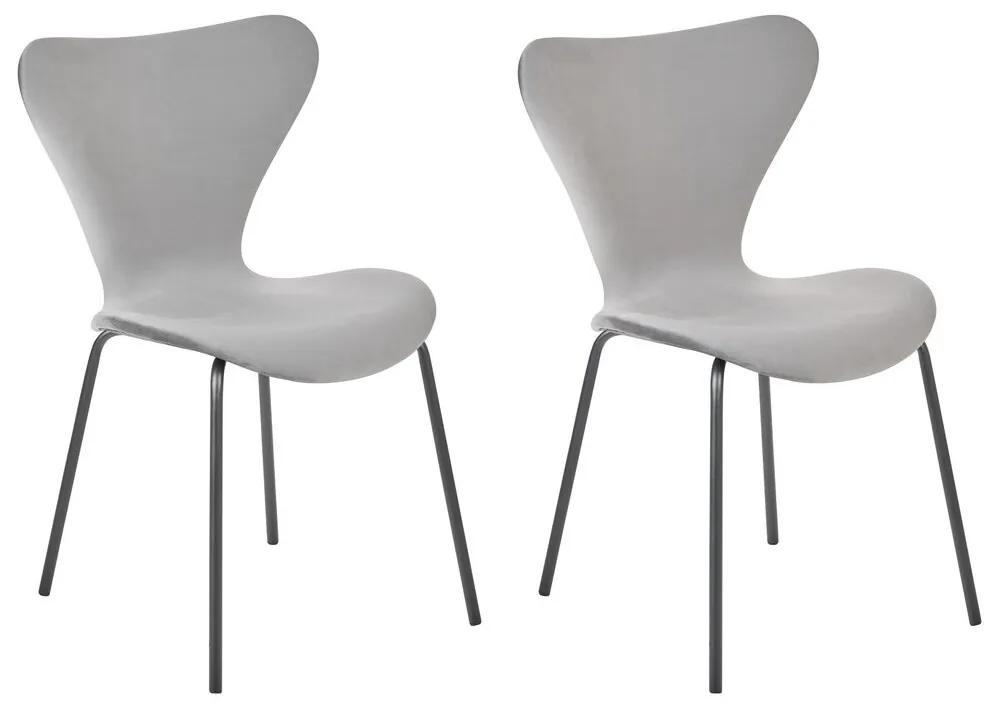 Conjunto de 2 cadeiras de jantar em veludo cinzento claro e preto BOONVILLE Beliani