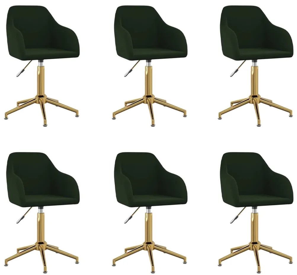 vidaXL Cadeiras de jantar giratórias 6 pcs veludo verde-escuro
