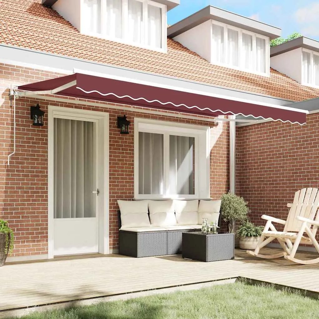 Toldo Retrátil Borgonha 400x200 cm Poliéster, Alumínio e Tecido
