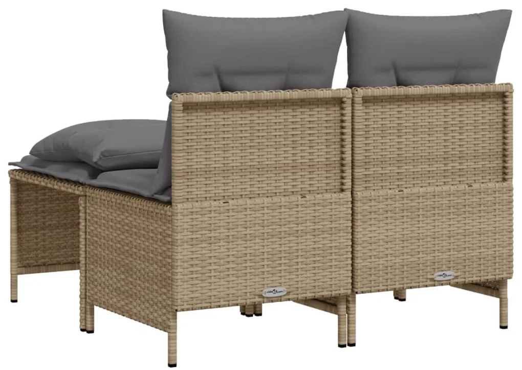 4 pcs conjunto de sofás para jardim c/ almofadões vime PE bege