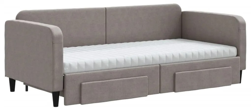 Sofá-cama c/ gavetão/gavetas 90x200 cm tecido cinza-acastanhado
