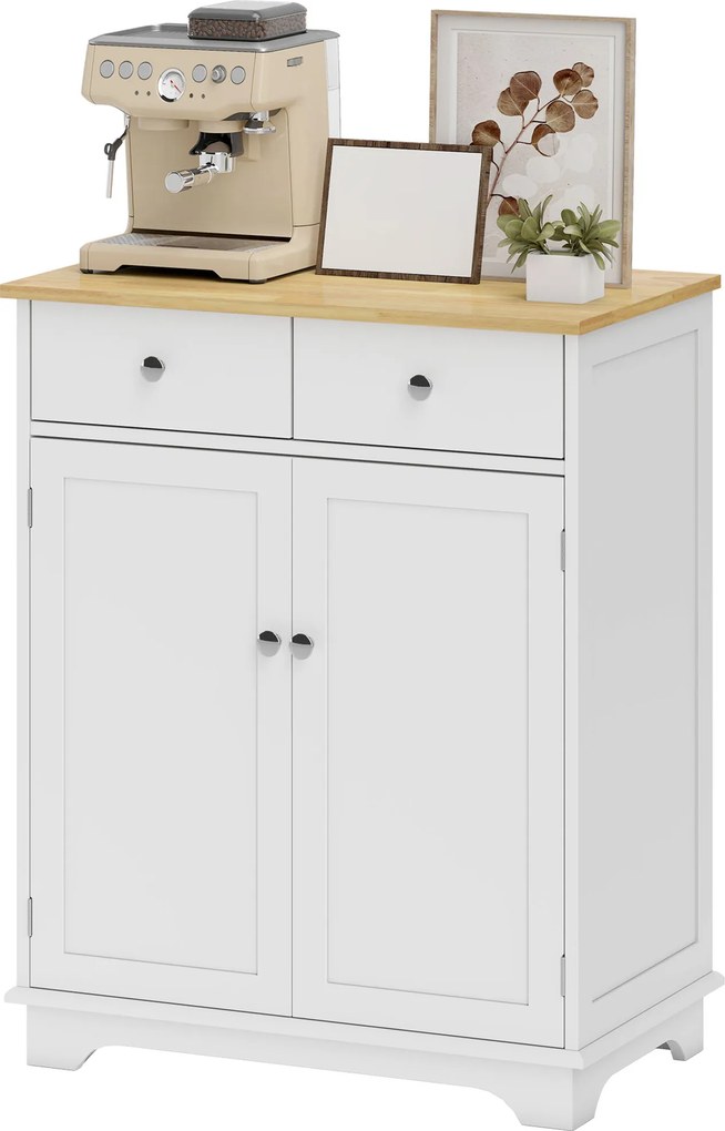 Aparador para sala de estar com armários com portas 68 C x 40,3 L x 85 A cm 2 gavetas e prateleira ajustável; armário de arrumação para sala de estar,