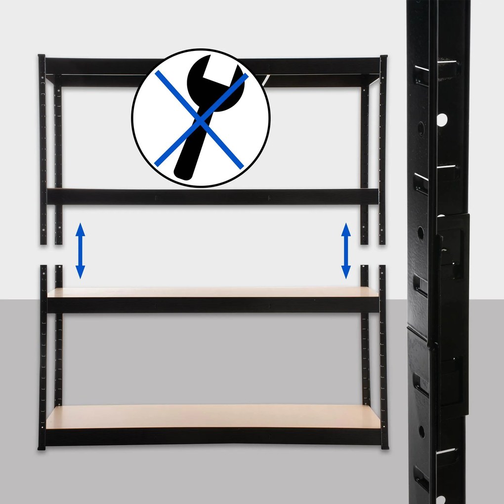 Estante para cargas pesadas 160 x 180 x 60 cm Preto