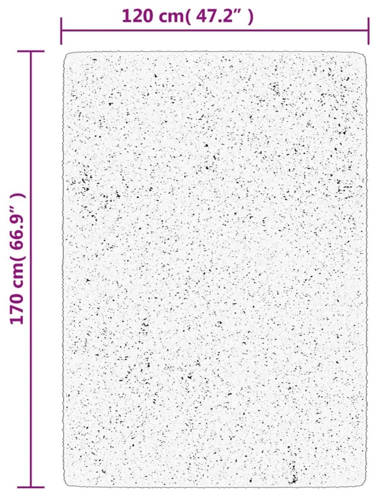 Tapete shaggy de pelo alto PAMPLONA 120x170 cm preto e creme