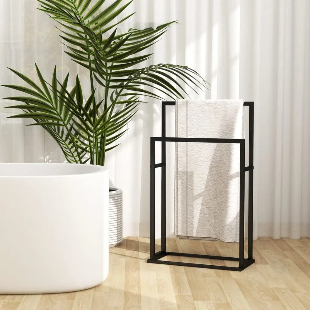 336127 vidaXL Toalheiro independente 48x24x78,5 cm ferro preto