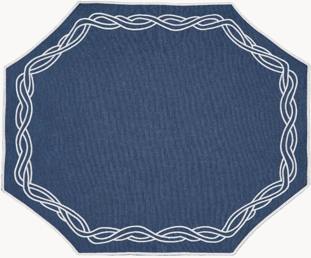 Individual de mesa octogonal com bordado Corda