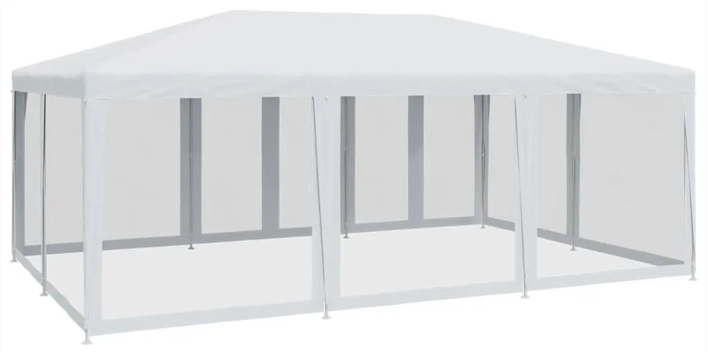 Tenda p/ festas c/ 10 paredes laterais malha 6x4 m PEAD branco