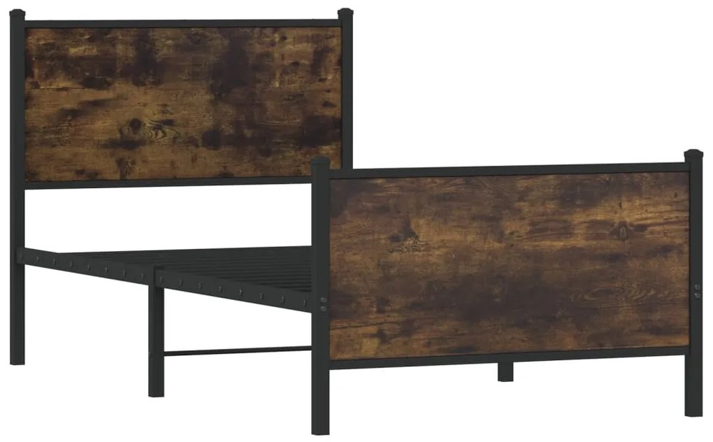 Estrutura de cama sem colchão 90x200 cm metal carvalho fumado
